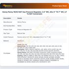 Henny Penny 16253 NAT Gas Pressure Regulator, 3.5" WC, ADJ 3" TO 7" WC,  LP To NAT Conversion