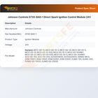 Johnson Controls G720-BAD-1 Direct Spark Ignition Control Module 24V