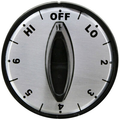Merco 320 Flat Down Chrome Face Knob 2" DIA, OFF-LO-2-6-HI, Mount .187", Fixed Overlay
