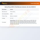 Henny Penny 29510 Pressure Fryer Mercury Contactor 24 VAC