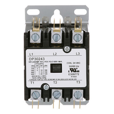 Lang LG2E-30700-06 3 Pole Contactor, 40 AMP, 24V