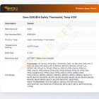 Dean 8262454 Fryer High-Limit/Safety Thermostat Kit 425&deg;F 2-1/4" Bulb 1/2" MPT