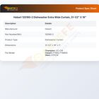 Hobart 120160-2 Dishwasher Extra Wide Curtain, 31-1/2" X 19"