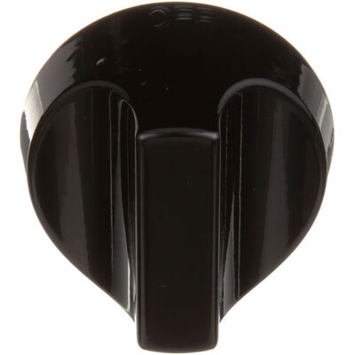 American Range A32001 Range Burner Knob Black Off/On 2-1/2" OD 0.240" D-Stem Flat Down 1/4" Protrusion