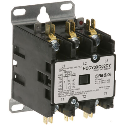 Lang 30700-06 3 Pole Contactor W/ 24 Volt, 30 AMP Inductive/40 AMP Resistive