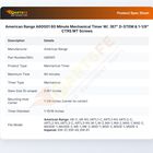 American Range A60001 60 Minute Mechanical Timer W/ .187" D-STEM & 1-1/8" CTRS MT Screws