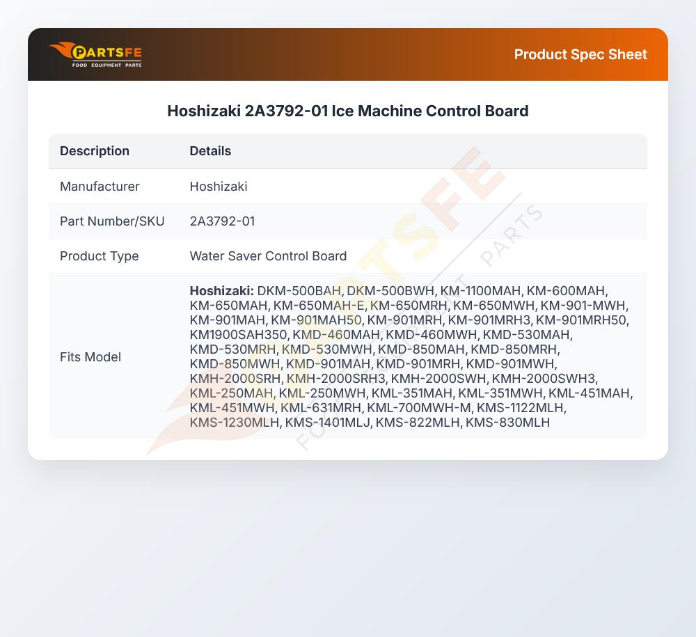 Hoshizaki 2A3792-01 Ice Machine Control Board