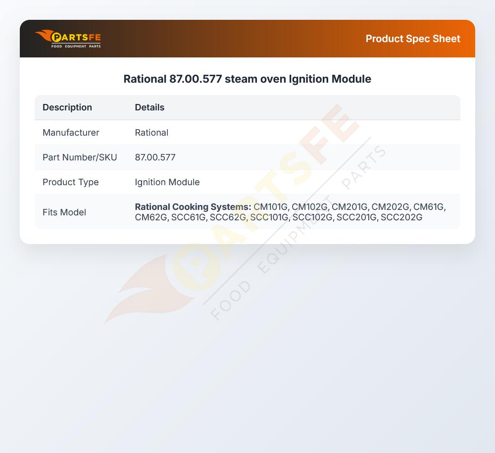 Rational 87.00.577 steam oven Ignition Module