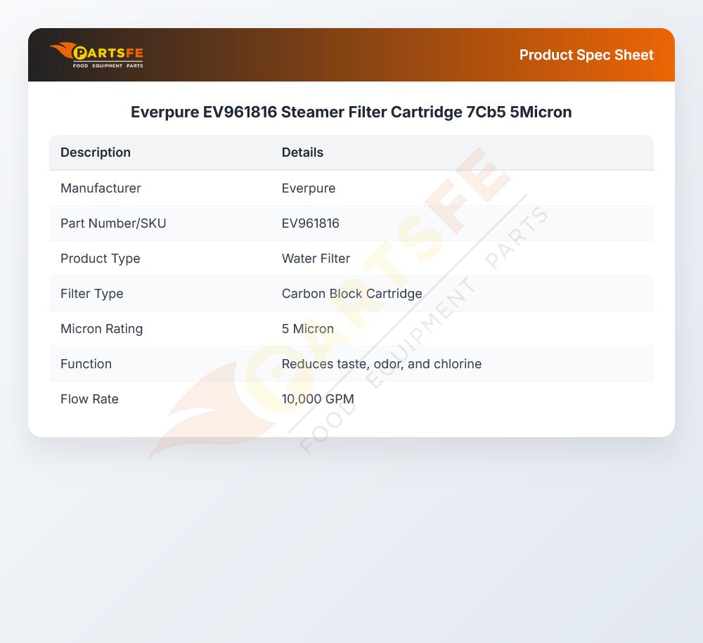 Everpure EV961816 Steamer Filter Cartridge 7Cb5 5Micron