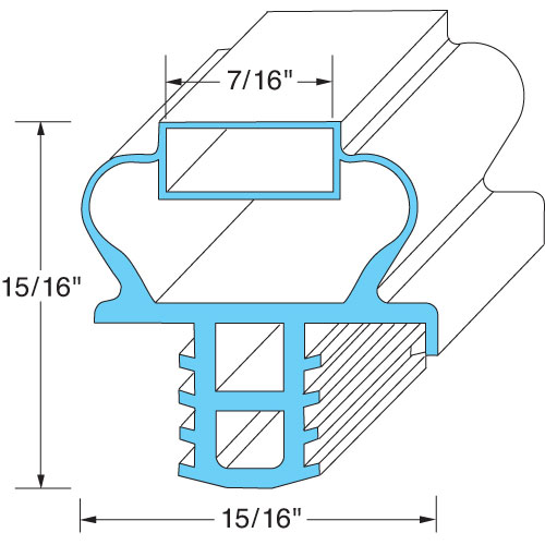 Delfield 1701184BLUE Door Gasket, Push-In, 21 7/8" X 24"