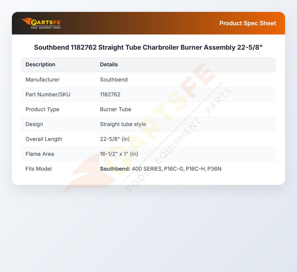 Southbend 1182762 Charbroiler Burner Assembly Sectional