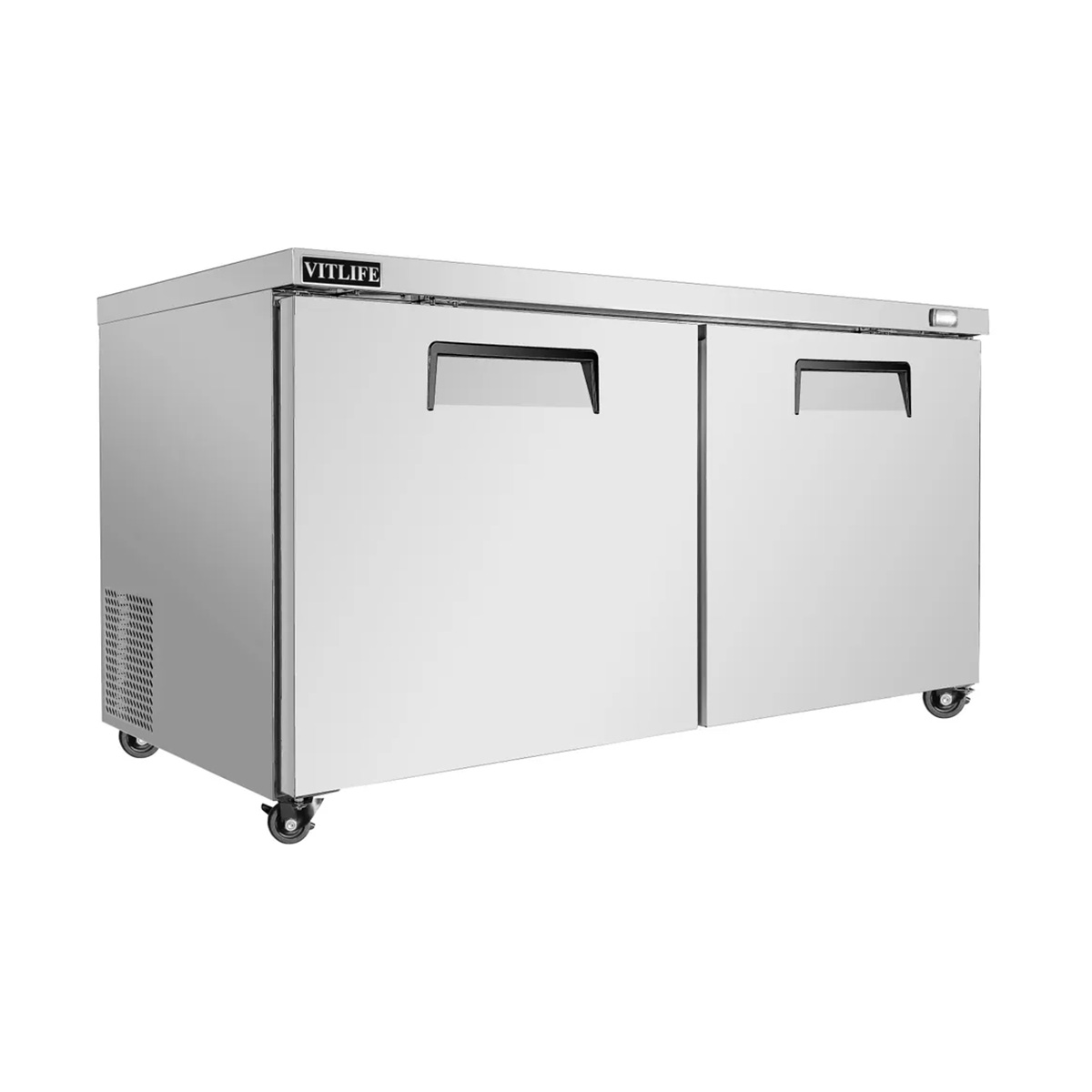 VITLIFE Commercial VUC60F 60" 2-Door Reach-In Undercounter Freezer, Stainless Steel, 14.1 Cu. Ft.