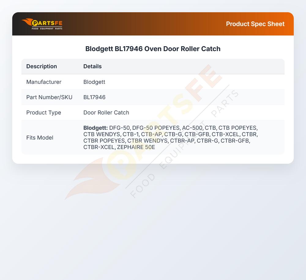 Blodgett BL17946 Oven Door Roller Catch