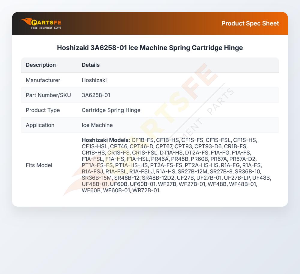 Hoshizaki 3A6258-01 Ice Machine Spring Cartridge Hinge