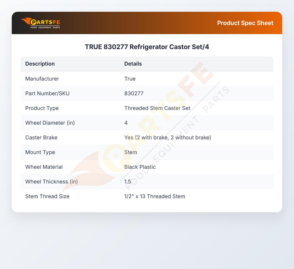 TRUE  830277 Refrigerator Castor Set/4