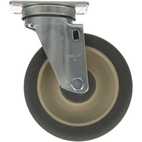 Component Hardware Group CMP1-5PPN Swivel Plate Caster with Polyurethane Wheels, 5" DIA X 1-1/4" Wide, 300 LB Capacity