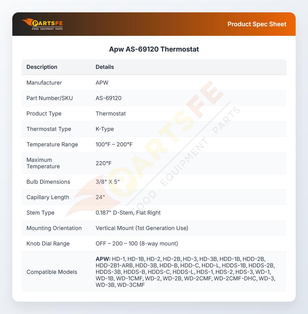 Apw AS-69120 Thermostat