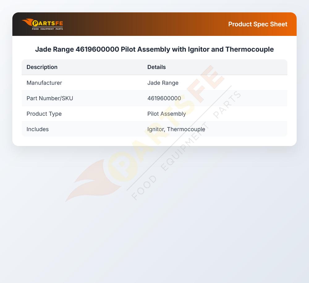 Jade Range 4619600000 Pilot Assembly with Ignitor and Thermocouple