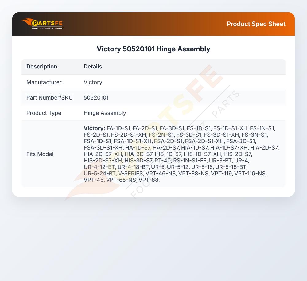 Victory 50520101 Hinge Assembly