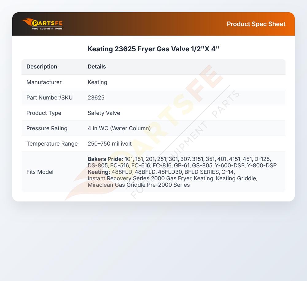 23625 Fryer Gas Valve 1/2"X 4"
