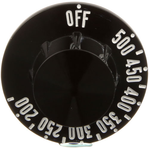 Southbend 1161671 Black Thermostat Knob W/White Numbers 2-1/4" DIA, OFF-500-200F, Mount .187"