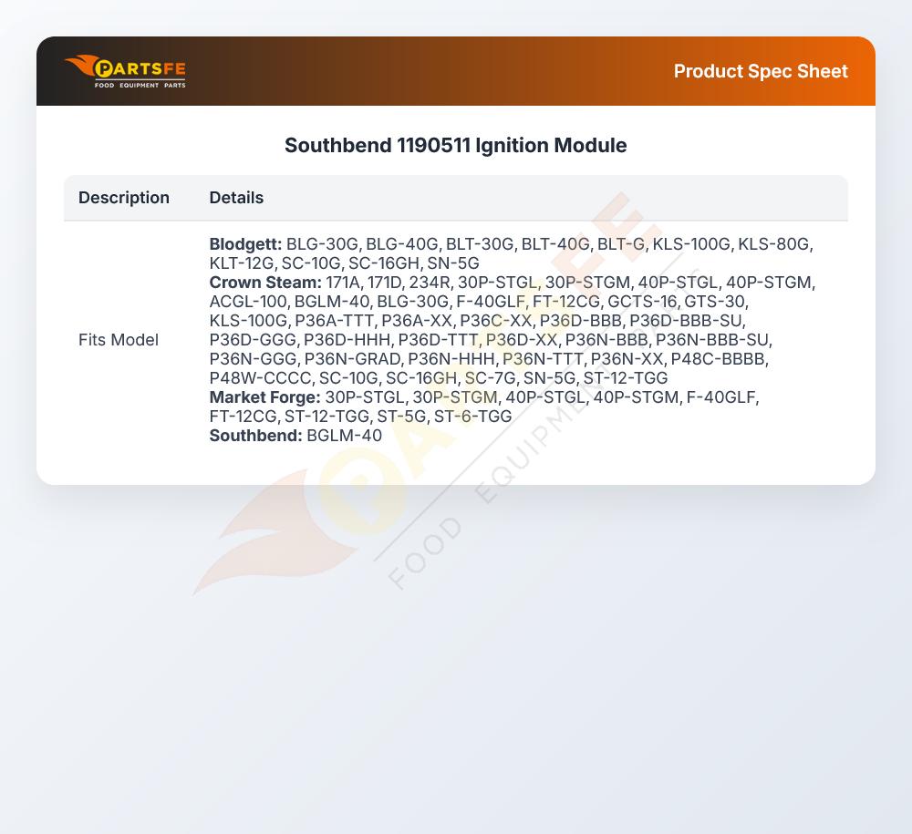Southbend 1190511 Ignition Module