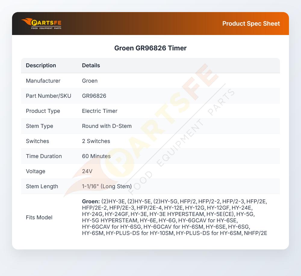 Groen GR96826 Timer