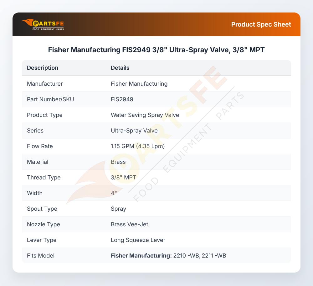 Fisher Manufacturing FIS2949 3/8" Ultra-Spray Valve, 3/8" MPT