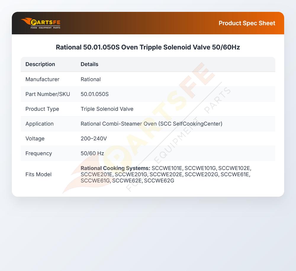Rational 50.01.050S Oven Tripple Solenoid Valve 50/60Hz