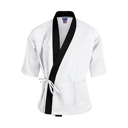 Allpoints 2129WHBKS KNG Sm Sushi Chef Coat White/Black 3/4 Sleeve