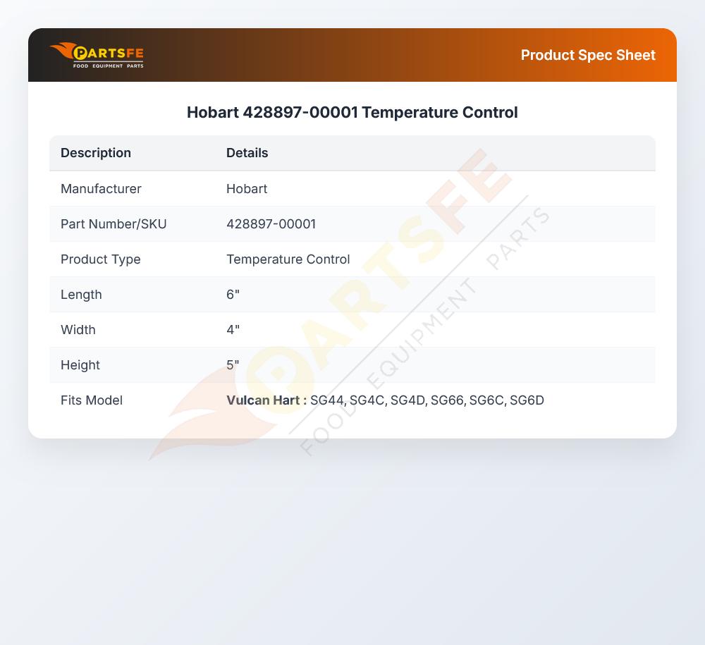 Hobart 428897-00001 Temperature Control