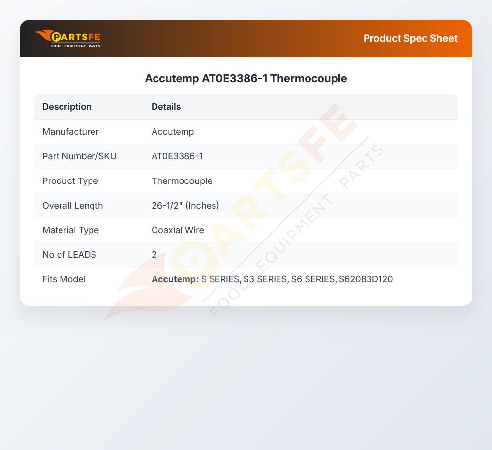Accutemp AT0E3386-1 Thermocouple