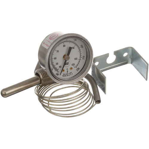 American Dish Service 299-1004 Temperature Gauge W/ 1/4" X 2" Bulb 1/2" MPT  Palnut Rear Mount