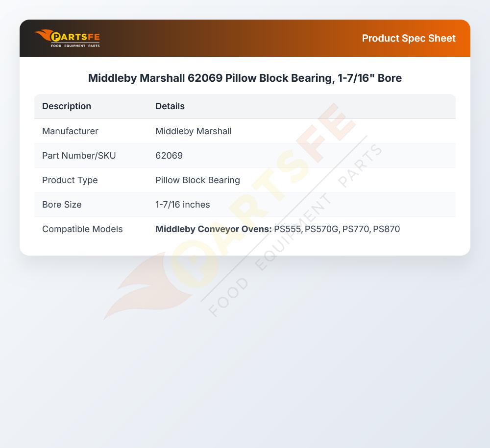 Middleby Marshall 62069 Bearing 1-7/16" Bore