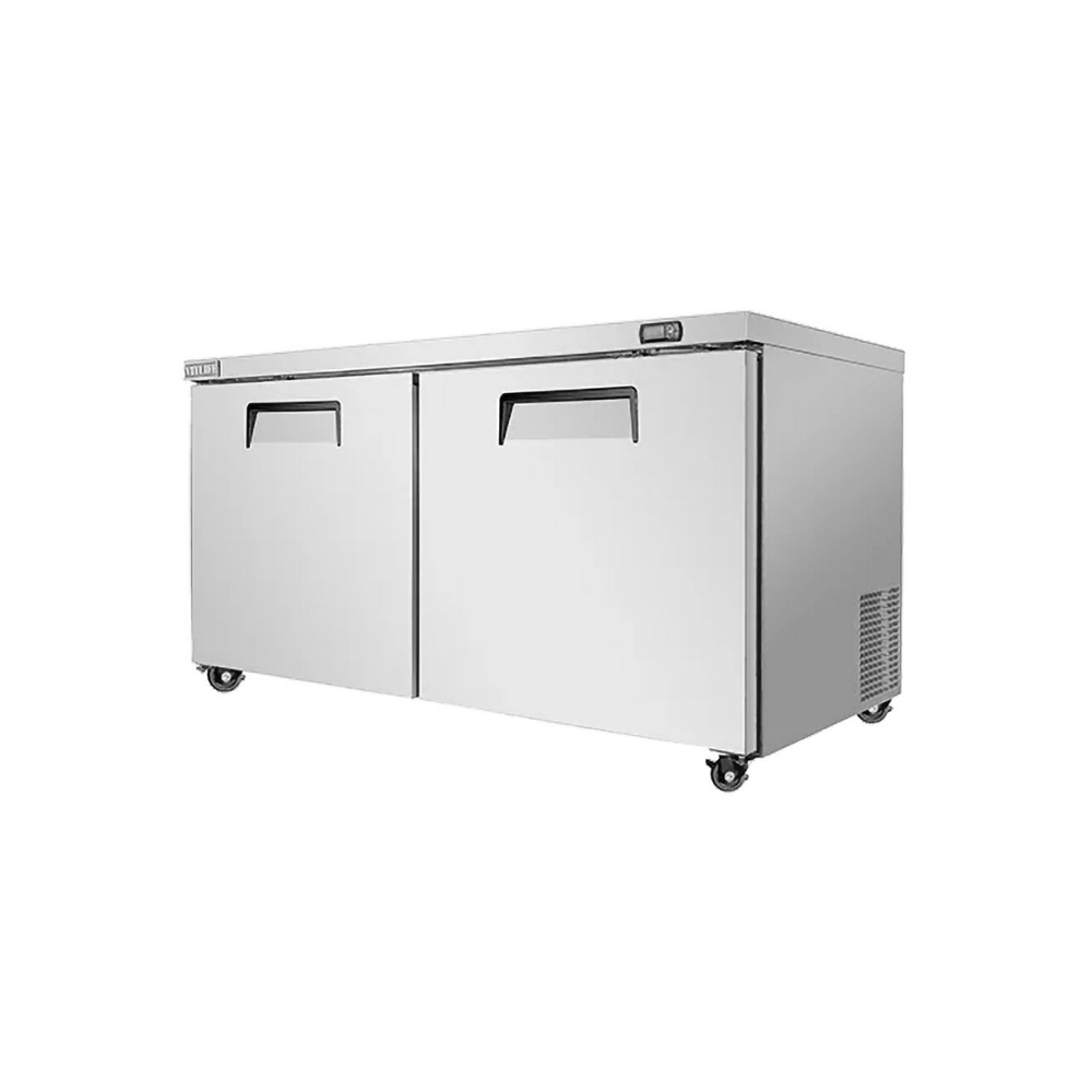 VITLIFE Commercial VUC60F 60" 2-Door Reach-In Undercounter Freezer, Stainless Steel, 14.1 Cu. Ft.