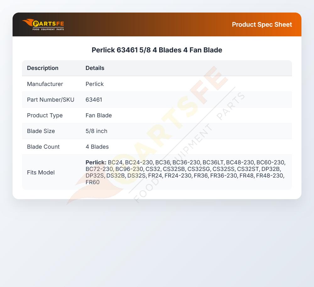 Perlick 63461 5/8 4 Blades 4 Fan Blade