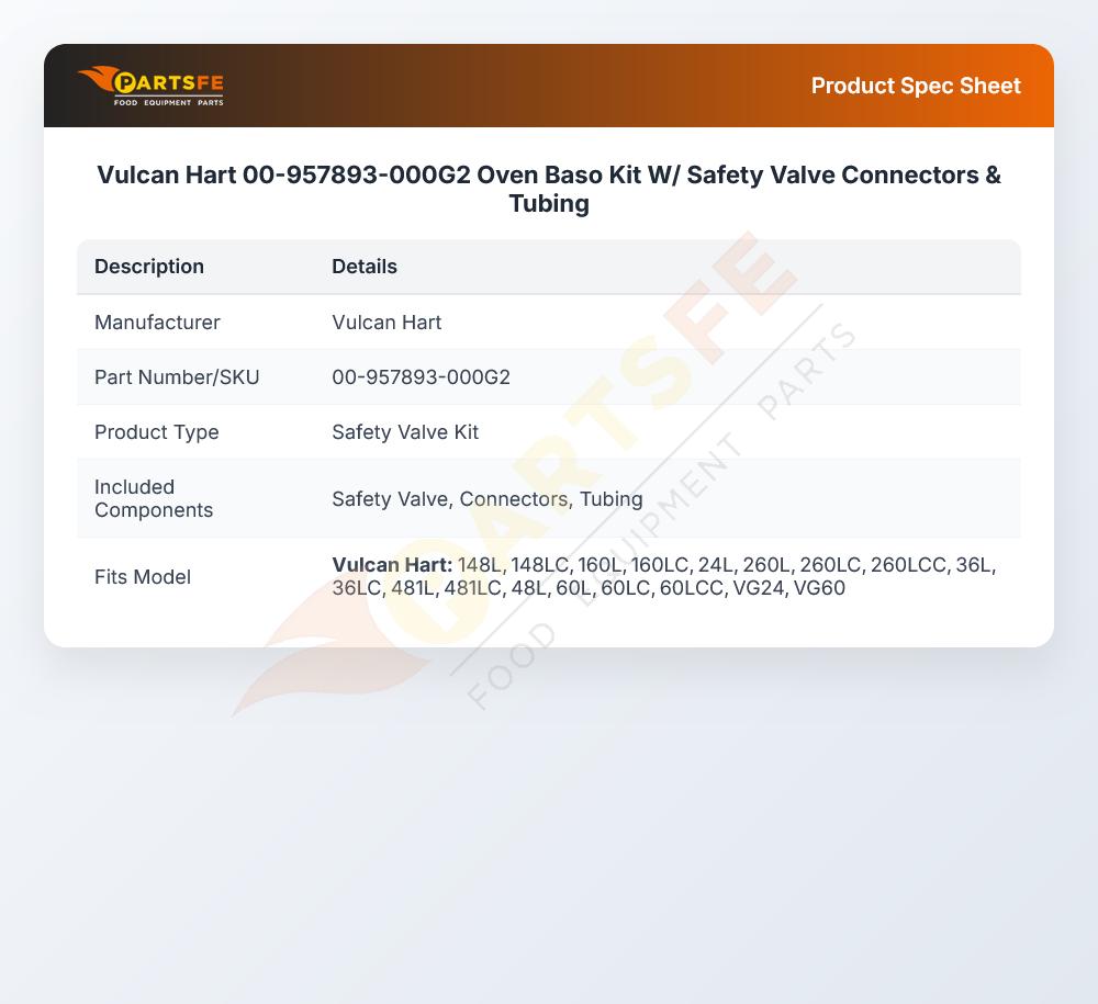 Vulcan Hart 00-957893-000G2 Range Safety Valve Kit Baso