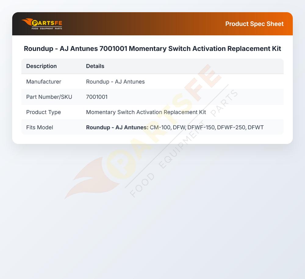 Roundup - AJ Antunes 7001001 Momentary Switch Activation Replacement Kit