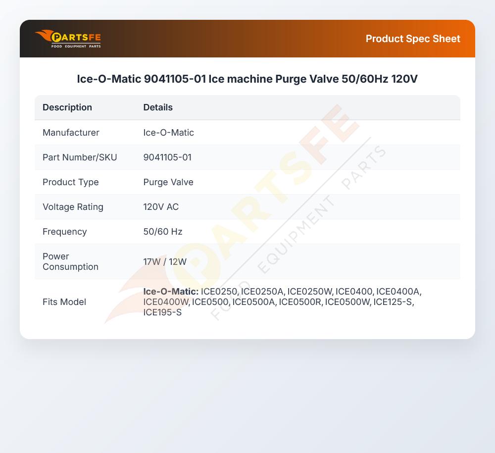 Ice-O-Matic 9041105-01 Ice machine Purge Valve 120V 50/60Hz