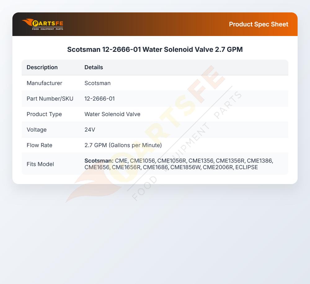 Scotsman 12-2666-01 Water Solenoid Valve 2.7 GPM