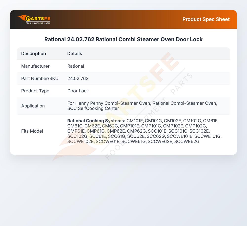 Rational 24.02.762 Rational Combi Steamer Oven Door Lock