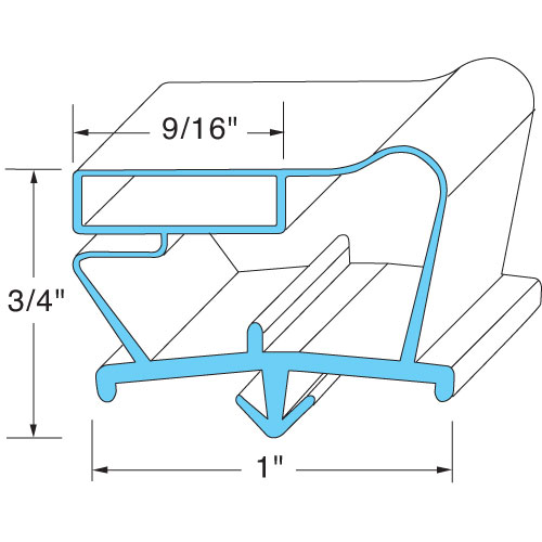 Beverage Air 712-012D13 9/16" Gray Mag Door Gasket, 14-5/8" X 19-5/8"