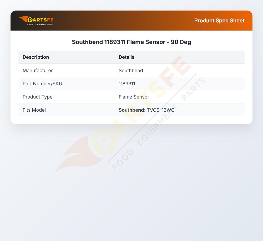 Southbend 1189311 Flame Sensor 90&deg;