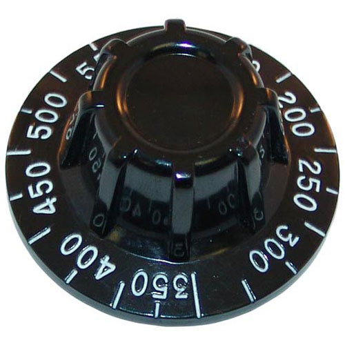 Montague MONP11A Oven Flat Down Thermostat Knob 2-1/2" DIA, 150-550F, Mount .290", Position 4 Way