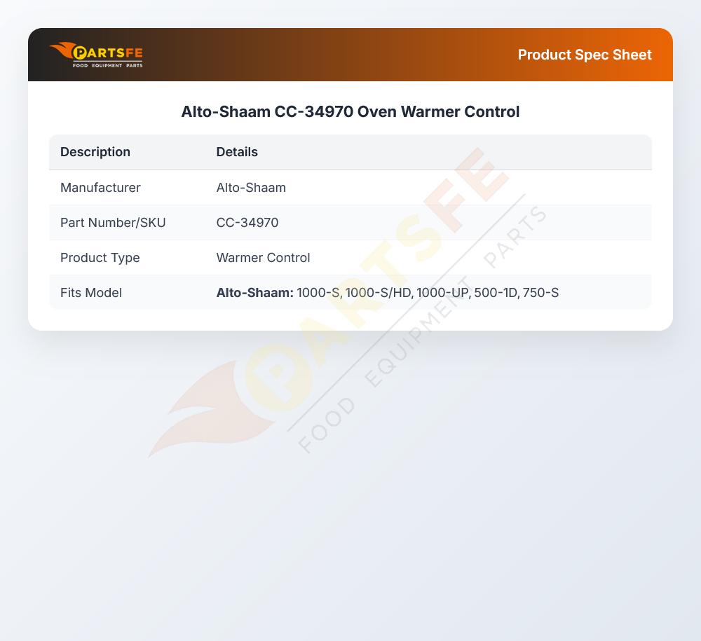 Alto-Shaam CC-34970 Oven Warmer Control