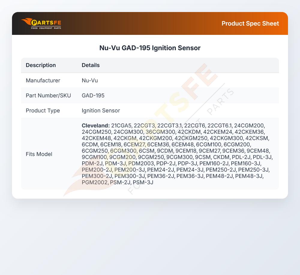 Nu-Vu GAD-195 Ignition Sensor
