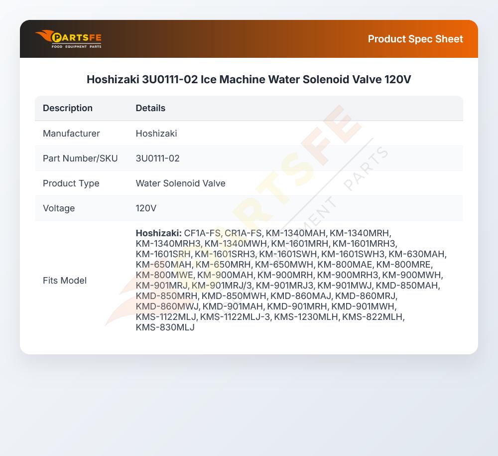 Hoshizaki 3U0111-02 Ice Machine Water Solenoid Valve 120V