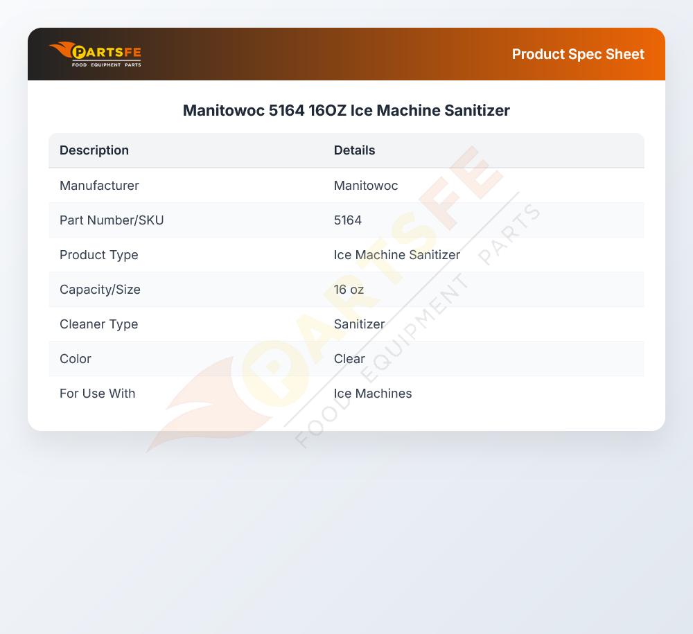 Manitowoc 5164 Ice Machine Sanitizer 16Oz