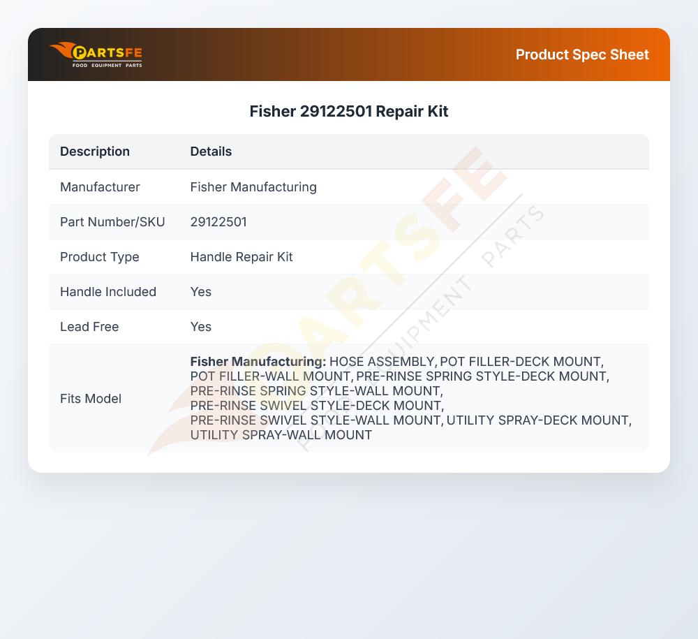 Fisher 29122501 Repair Kit
