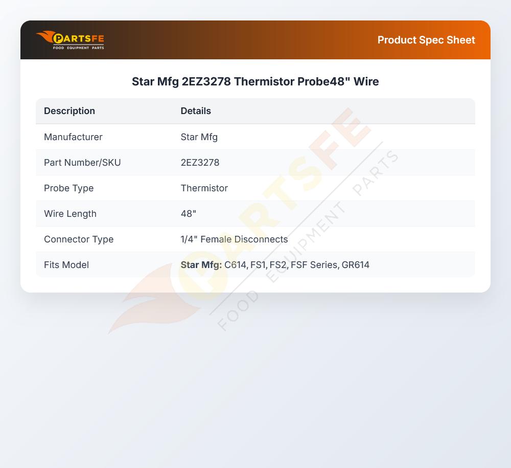 Star Mfg 2EZ3278 Thermistor Probe48" Wire